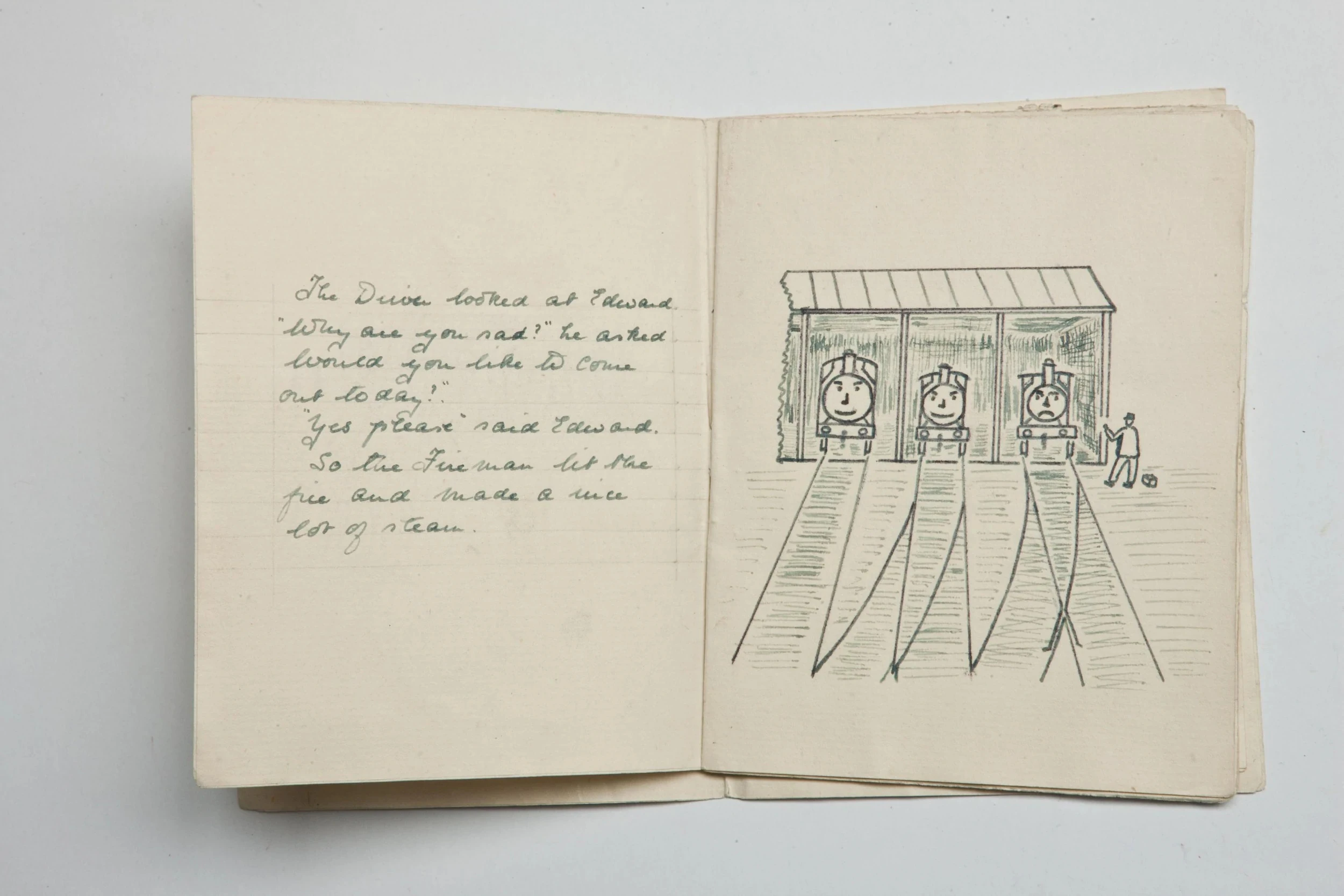 Originele Awdry schetsen bij The Three Railway Engines