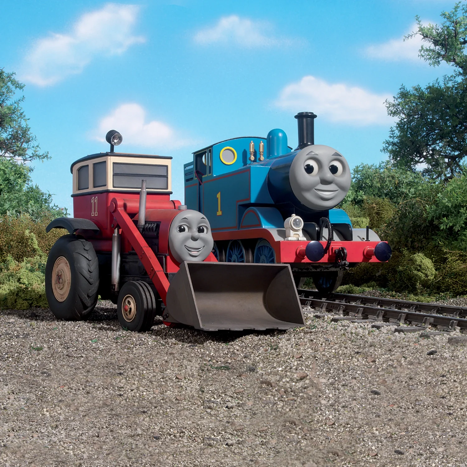 Jack de frontlader naast Thomas voor Jack and the Sodor Construction Company