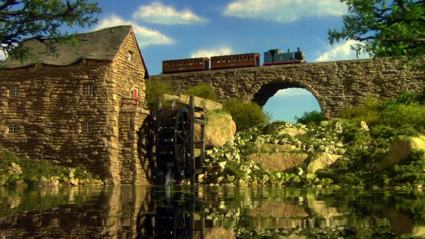 Watermolen en Sodor-landschap uit het late modeltijdperk