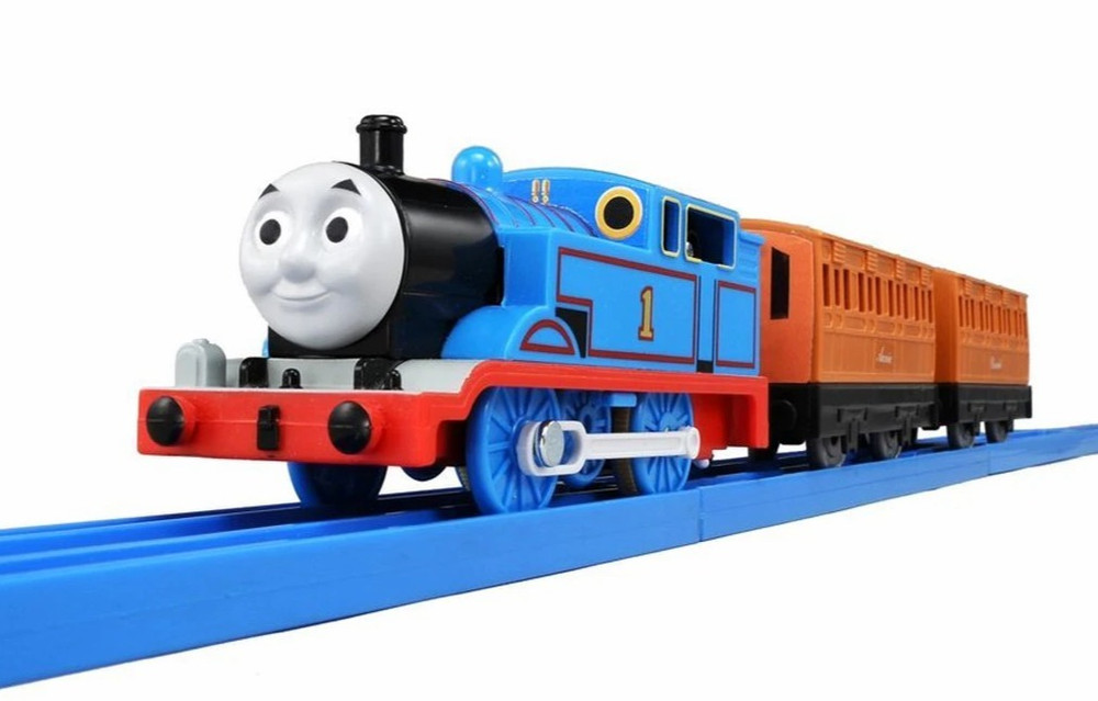 Takara Tomy Plarail Thomas on blue track
