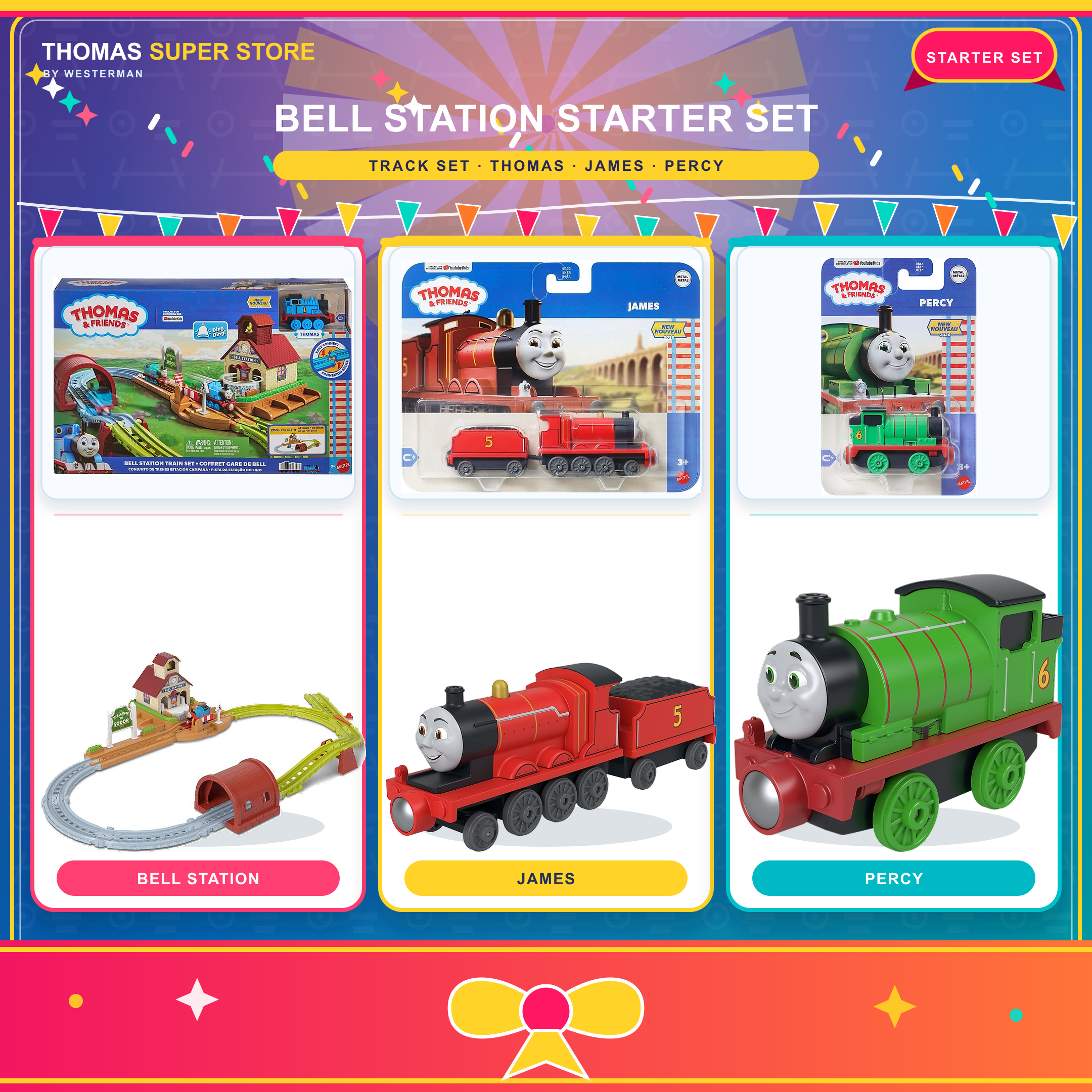Set iniziale Bell Station – Thomas, James e Percy — Thomas Super Store Toy