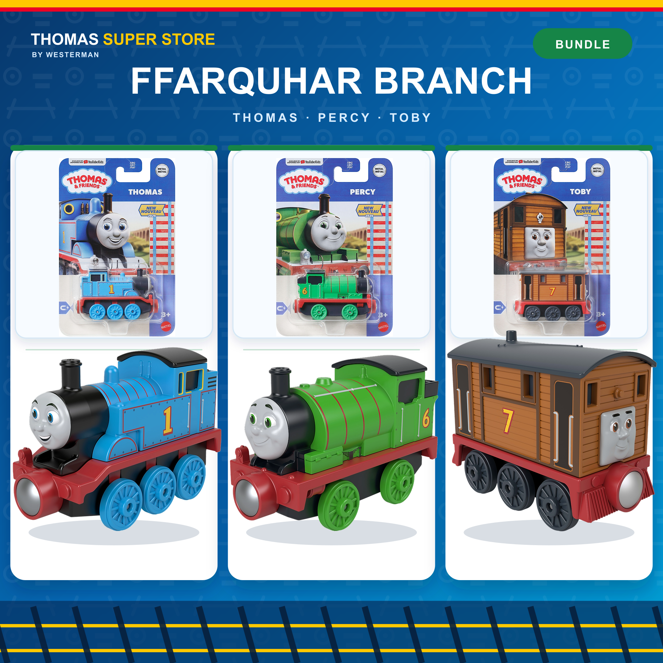 Linea Secondaria di Ffarquhar – Bundle in Metallo Thomas, Percy e Toby
