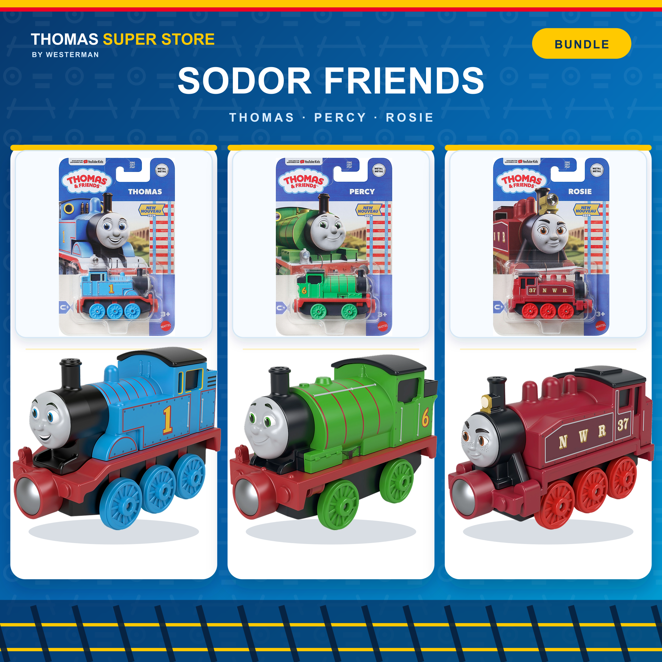 Amici di Sodor – Bundle in Metallo Thomas, Percy e Rosie