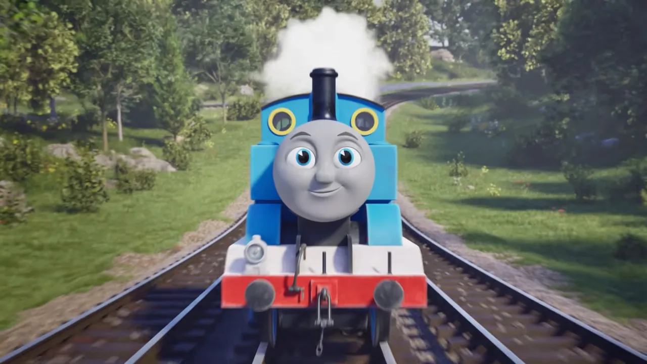 Thomas on the track through the countryside in Thomas & Friends: Railway Stories