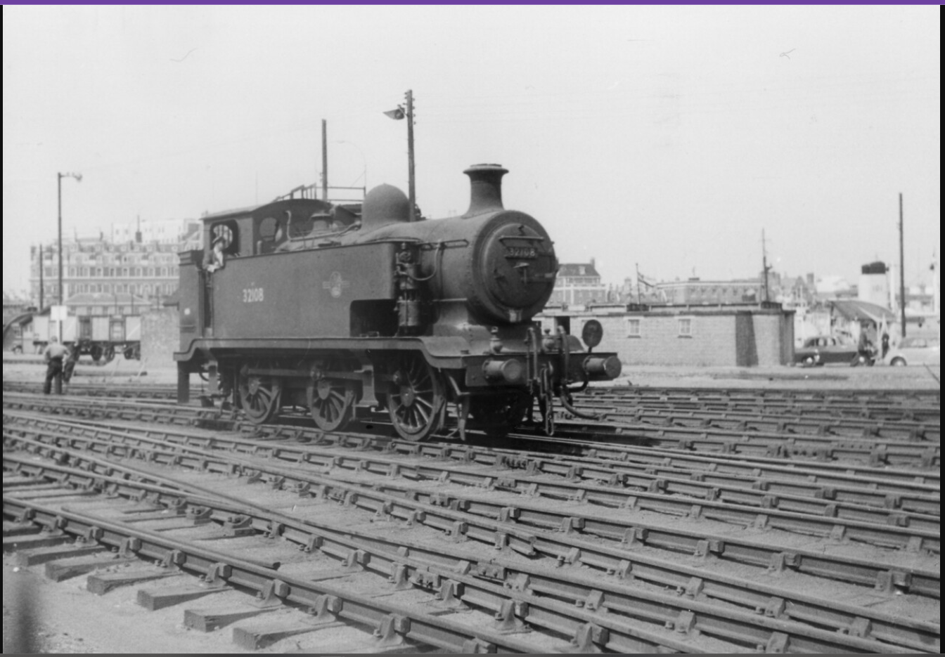 Historische LB&SCR E2 tanklocomotief in Southampton Docks